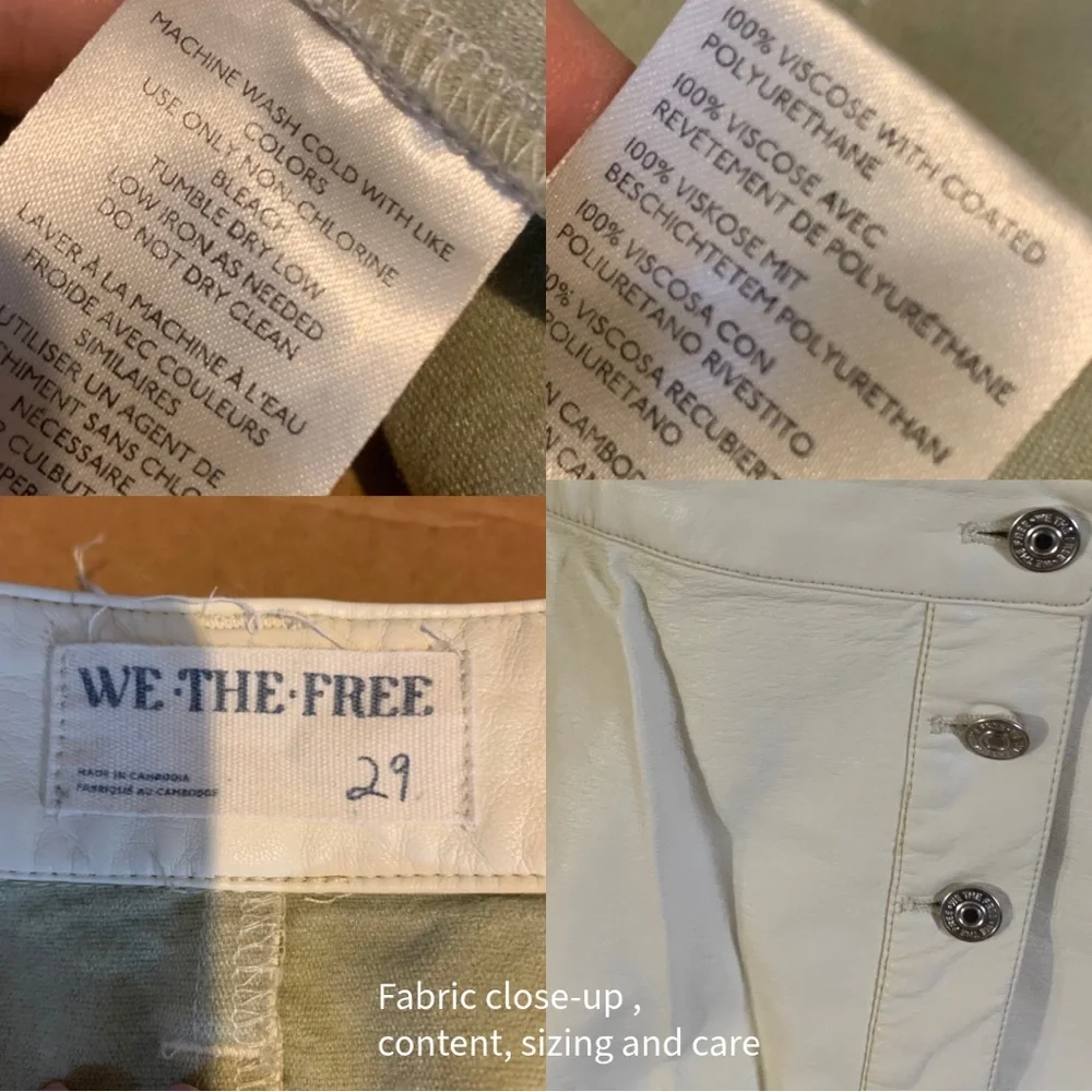 WE THE FREE "WYNNE" FREE PEOPLE FAUX LEATHER BONE CREAM MINI SKIRT (29/M) - Picture 9 of 12